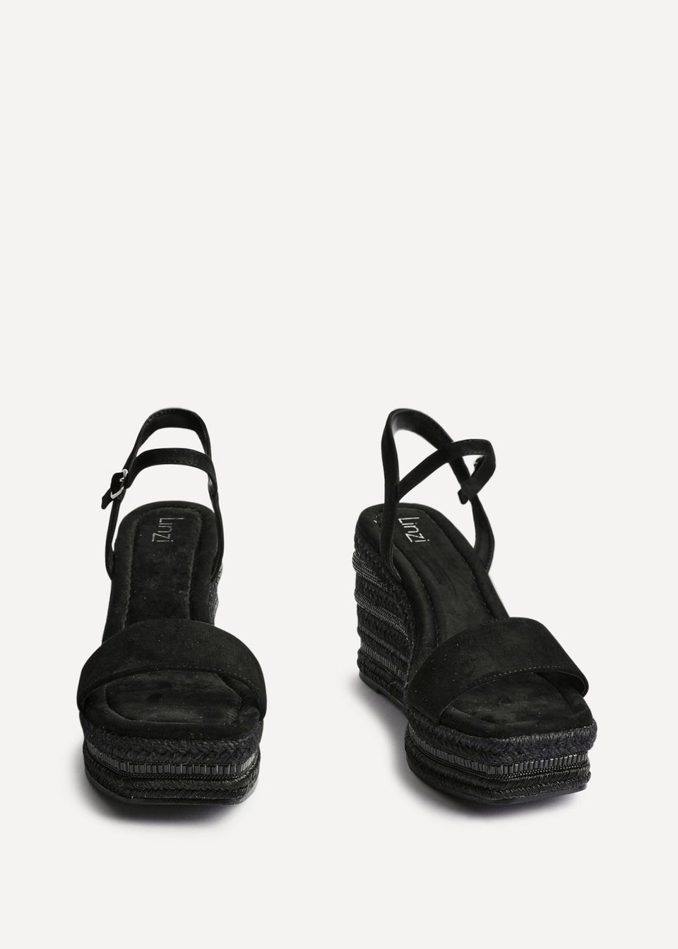 Linzi Icon Black Faux Suede Embellished Wedge
