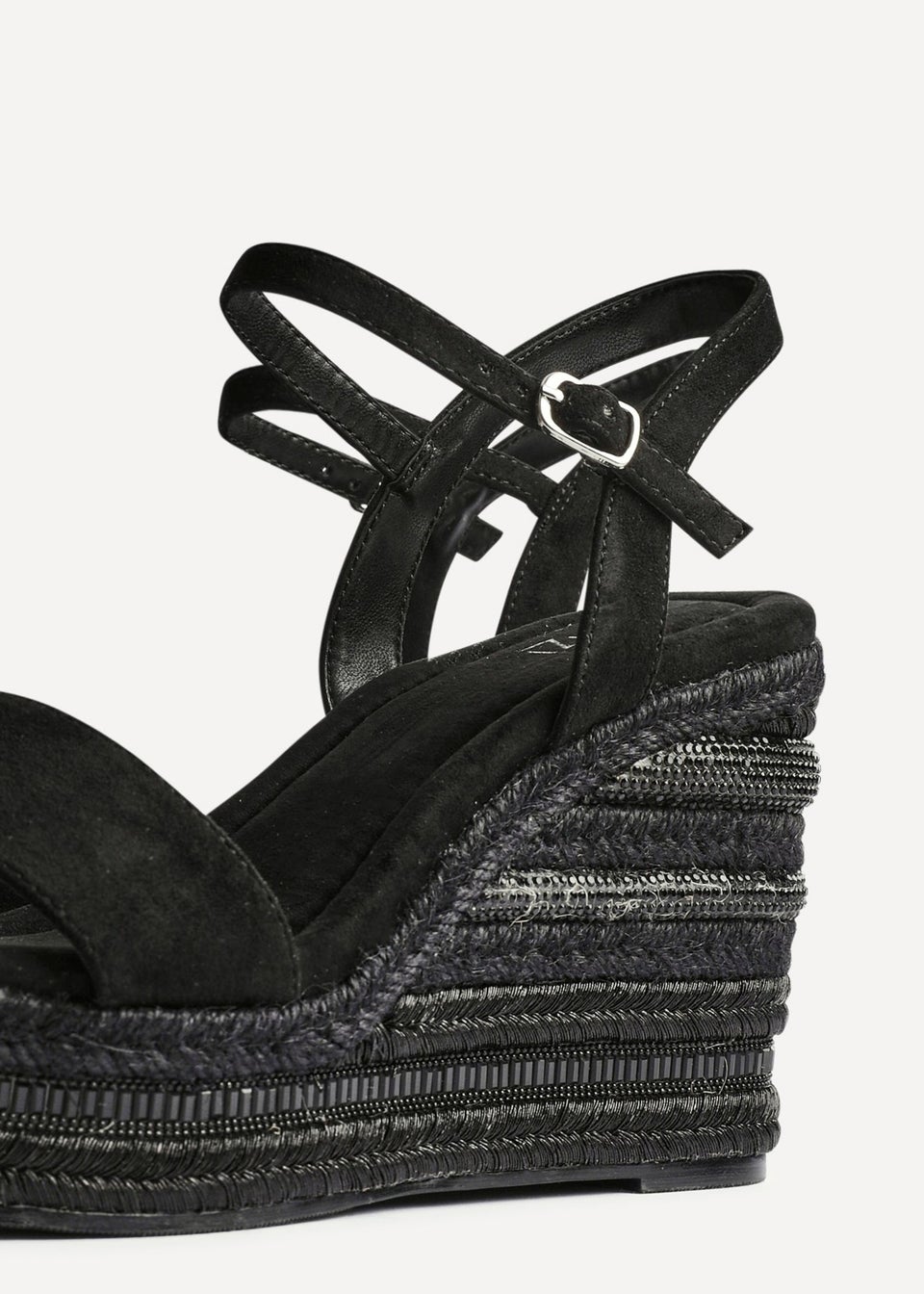 Linzi Icon Black Faux Suede Embellished Wedge