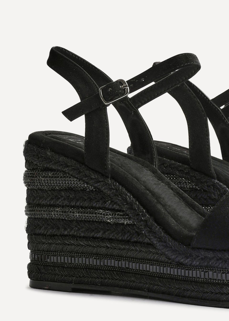 Linzi Icon Black Faux Suede Embellished Wedge