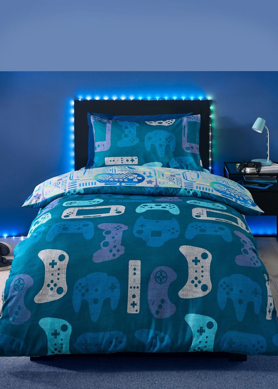 Catherine Lansfield Kids Gamer So Soft Grey Blue Duvet Cover Set