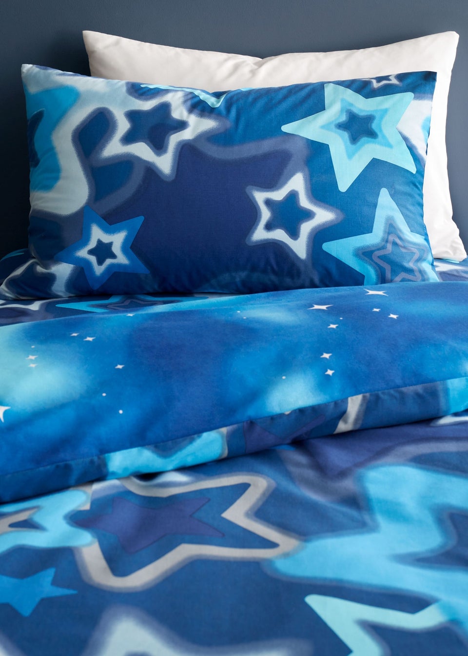 Catherine Lansfield Ombre Stars Bright Blue Reversible Duvet Cover Set