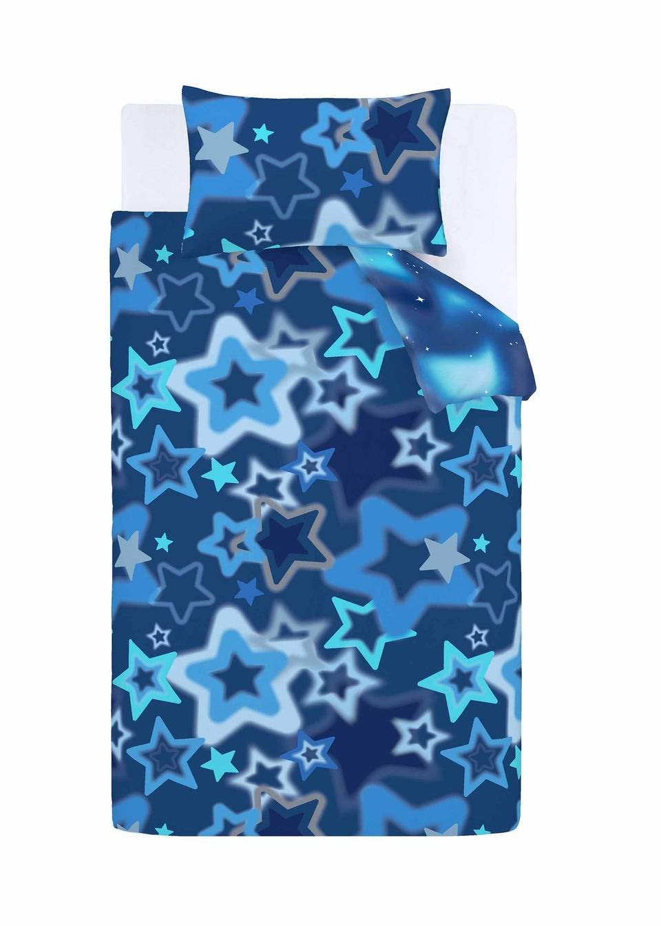 Catherine Lansfield Ombre Stars Bright Blue Reversible Duvet Cover Set