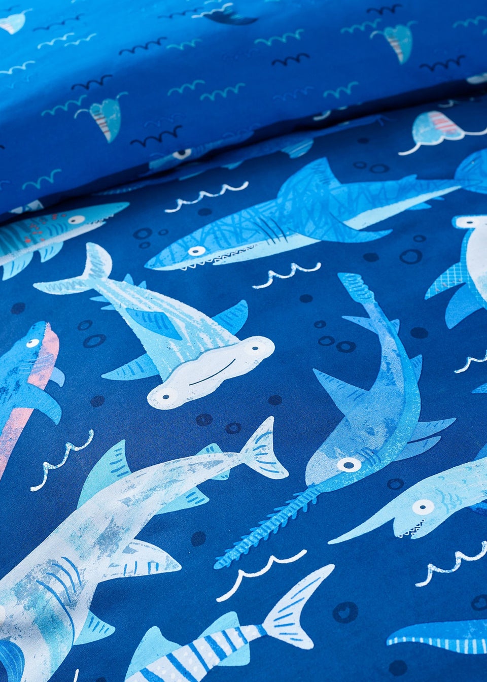 Catherine Lansfield Kids Blue Jawsome Shark Reversible Duvet Cover Set