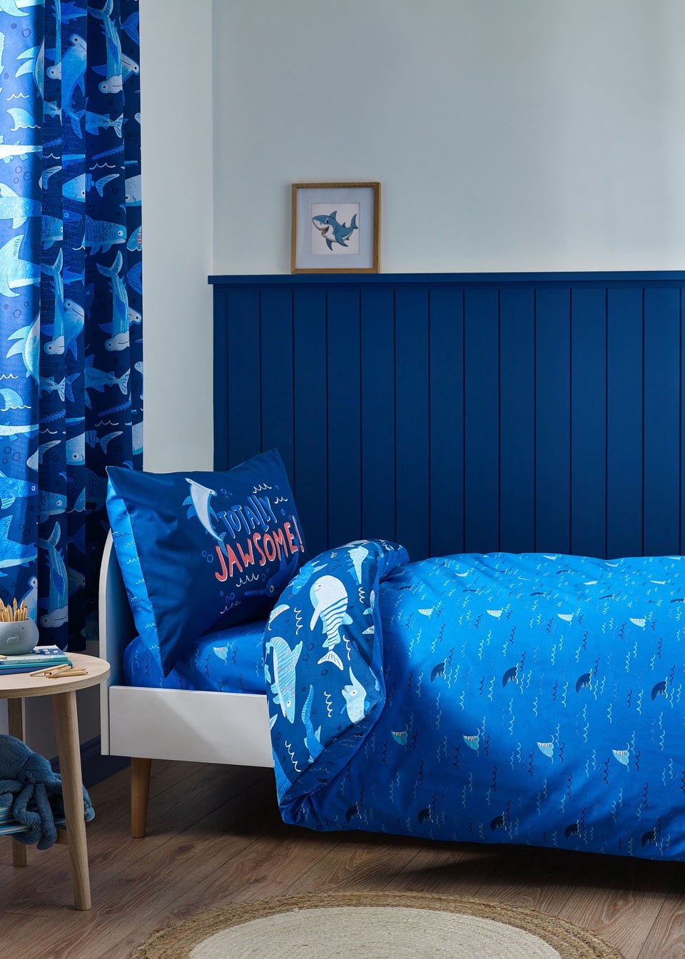 Catherine Lansfield Kids Blue Jawsome Shark Reversible Duvet Cover Set