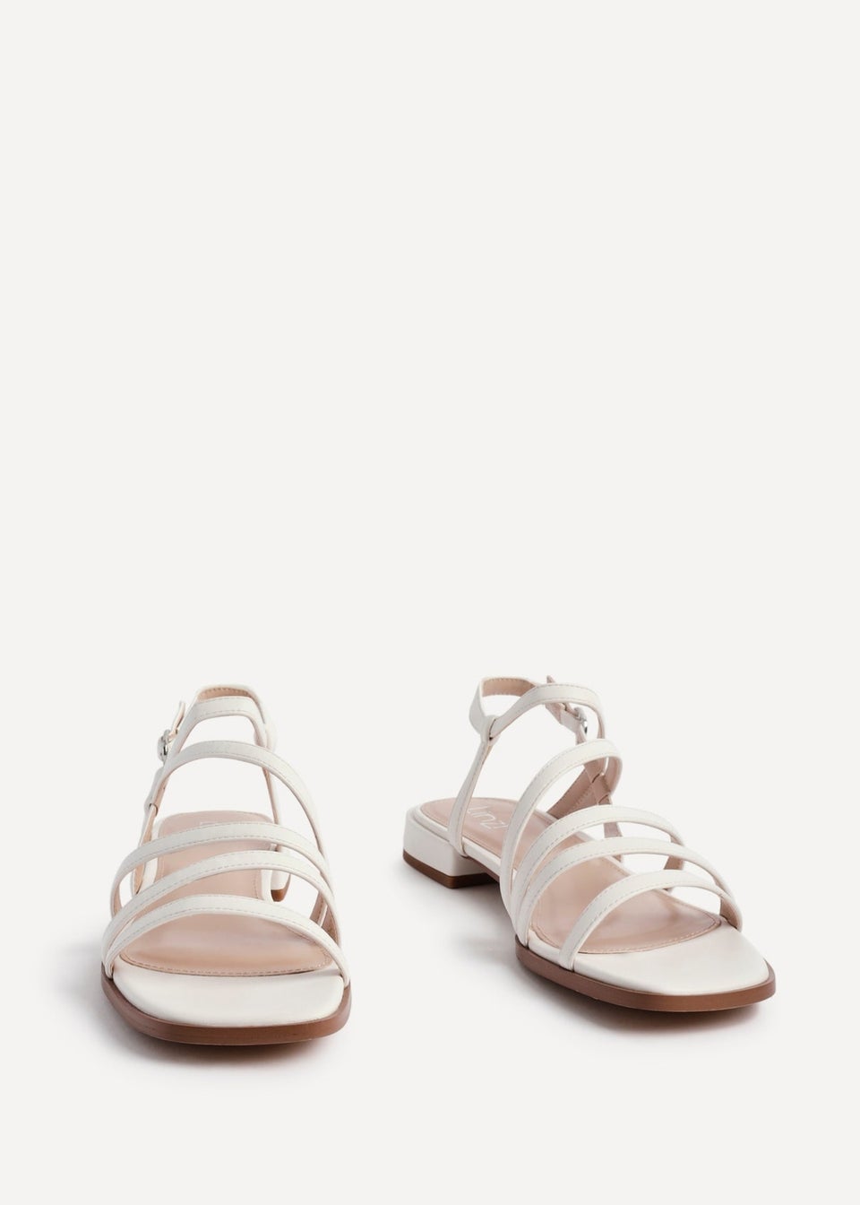 Linzi Lucie White Faux Leather Strappy Sandals