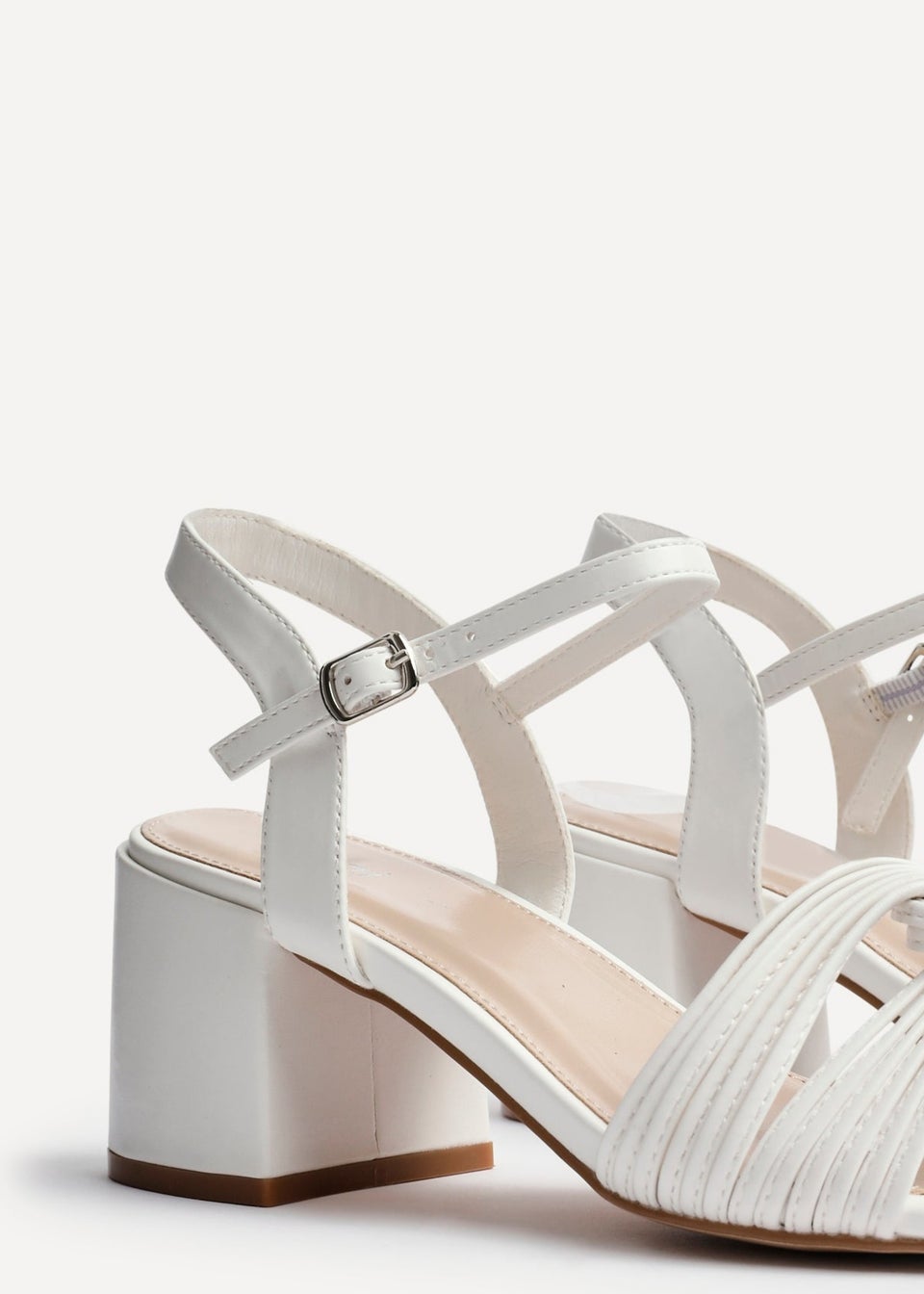 Linzi Susanna White Faux Leather Block Heeled Sandal