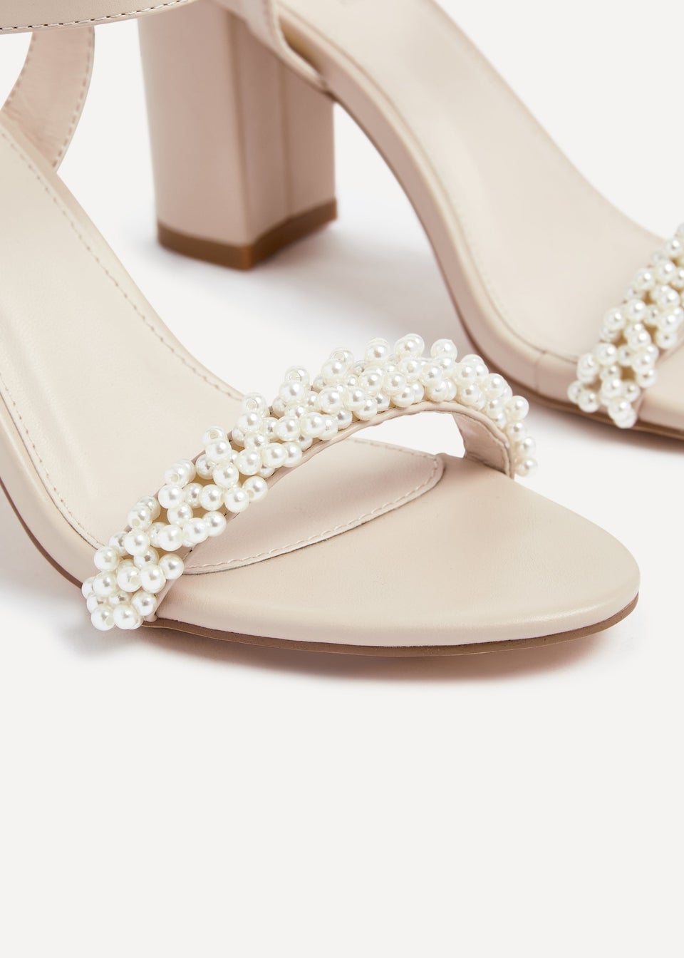 Linzi Lulu Sand Faux Leather Block Heeled Sandal