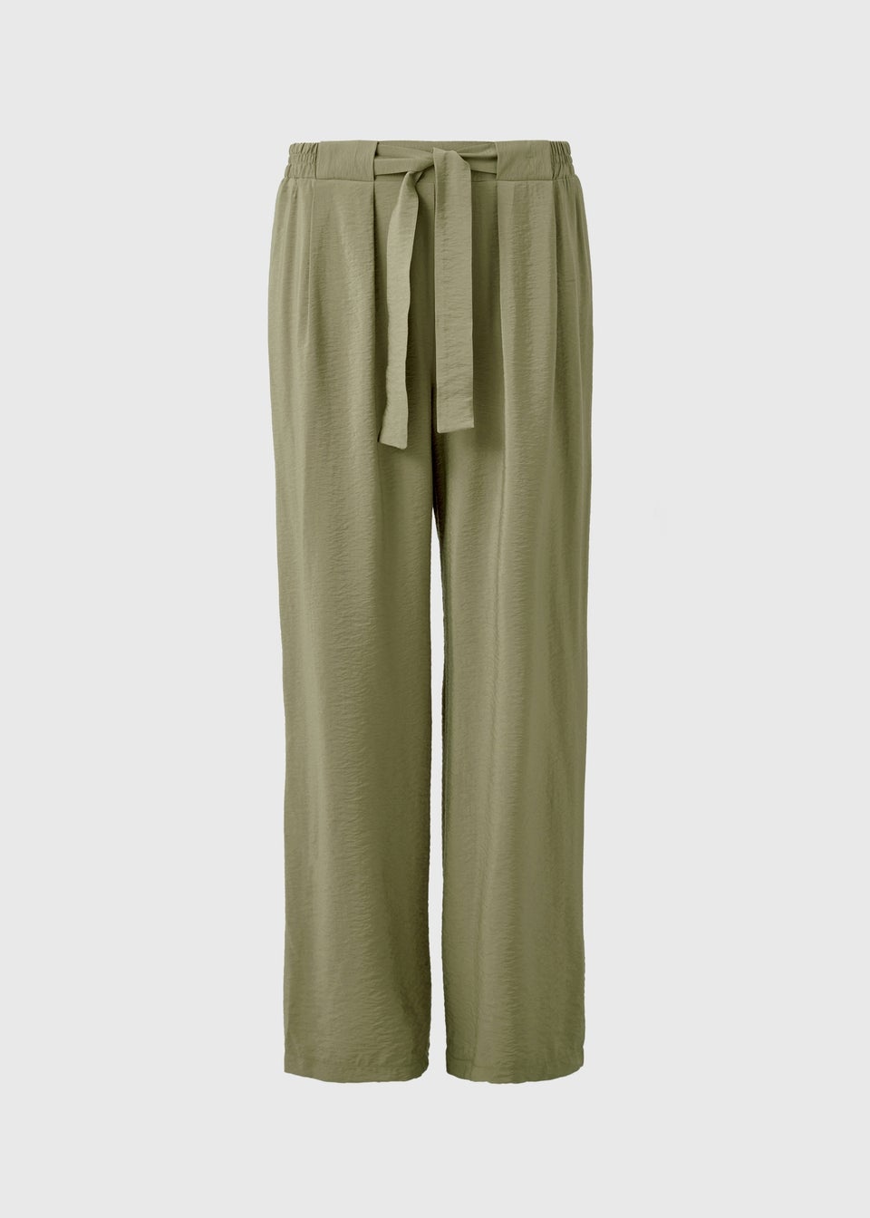 Khaki Tie Waist Wide Leg Trousers