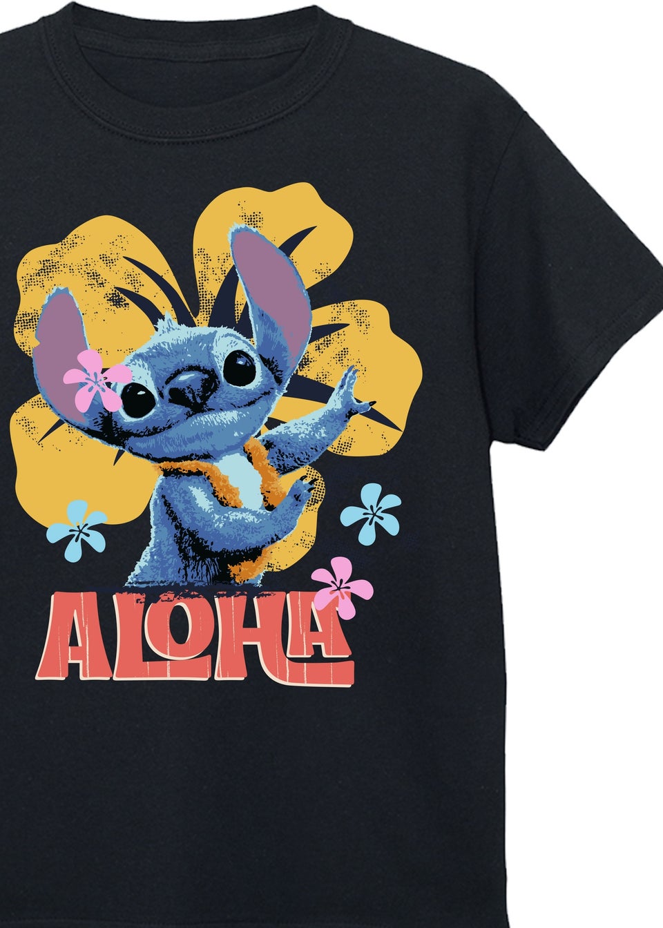 Disney Stitch Aloha Kids Black Graphic T-Shirt (3-13 Years)