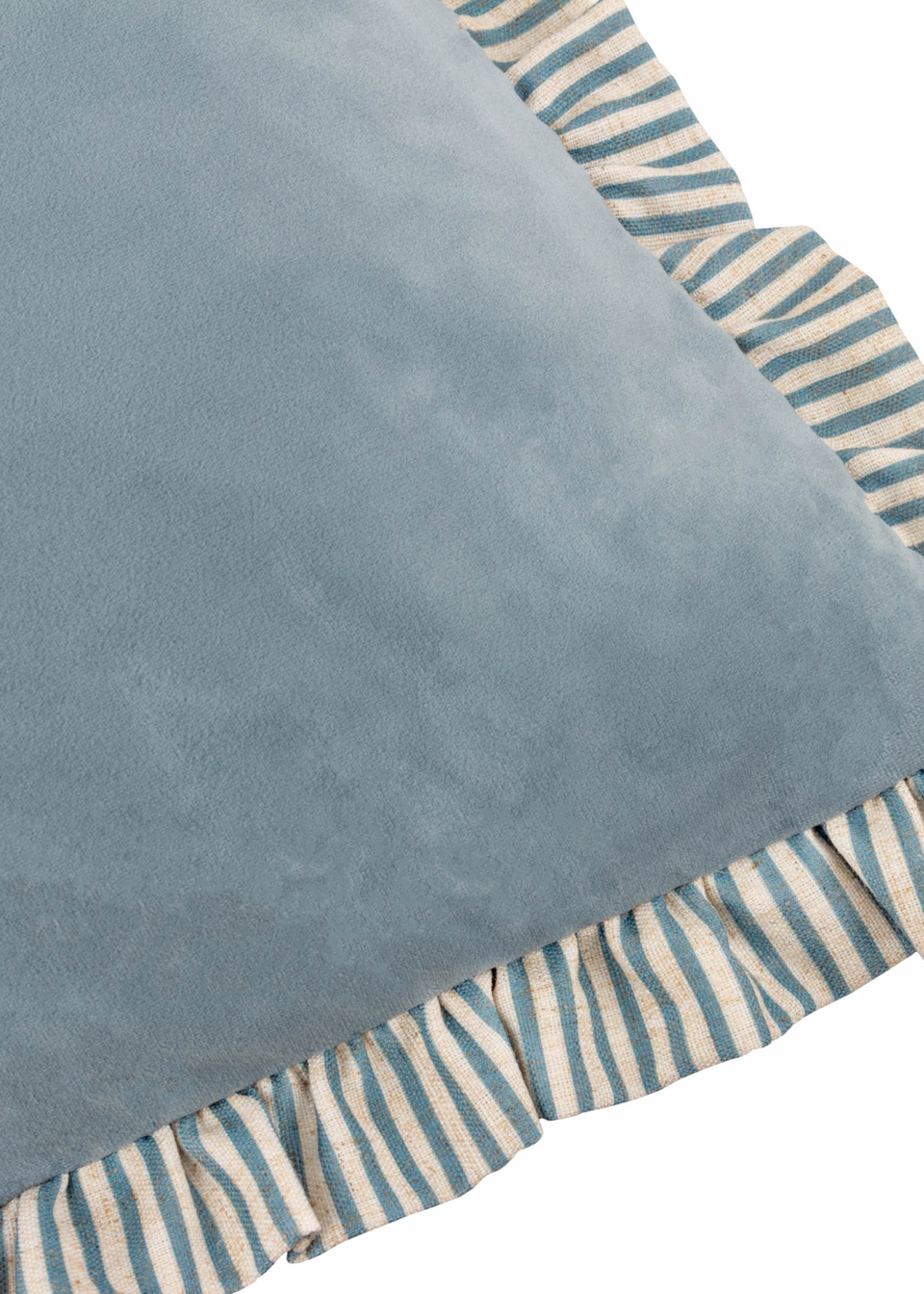 Wylder Solene Ruffle Matte Velvet Blue Cushion (45 x 45 x 8 cm)