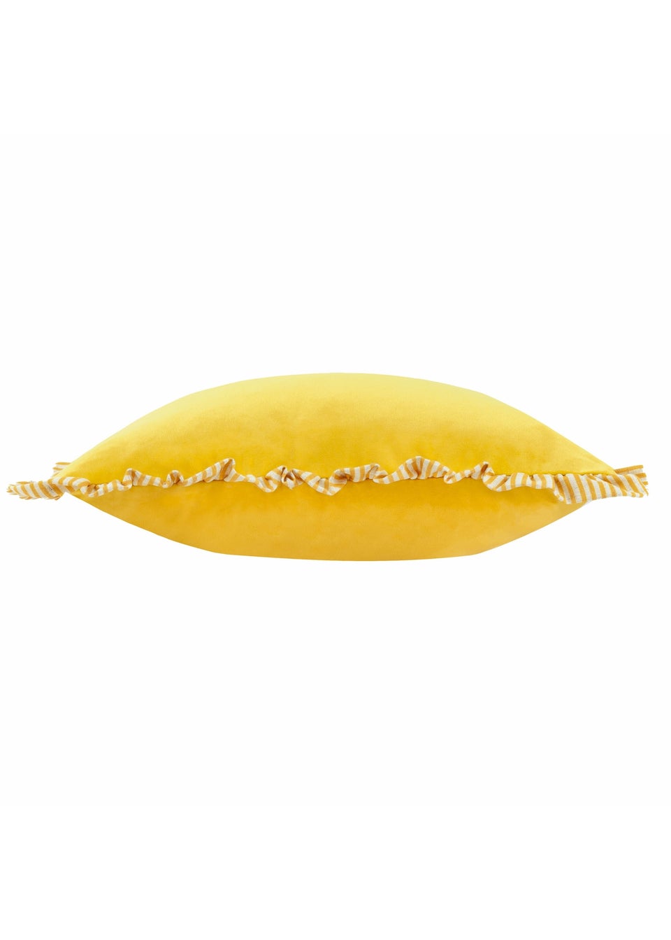 Wylder Solene Ruffle Matte Velvet Yellow Cushion (45 x 45 x 8 cm)