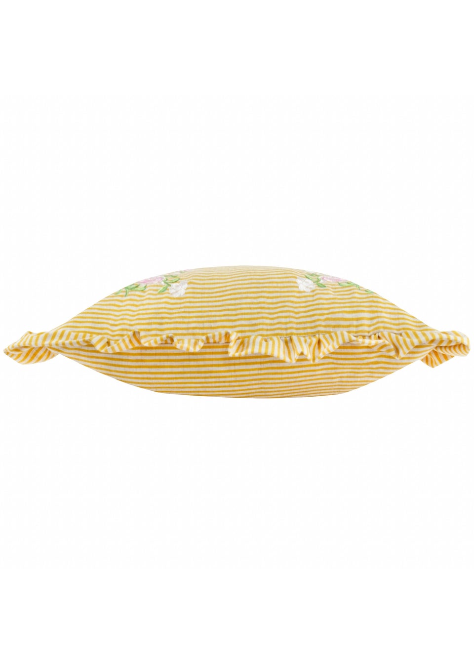 Wylder Martha Ruffle Embroidered Ruffle Yellow Cushion (50 x 50 x 8 cm)