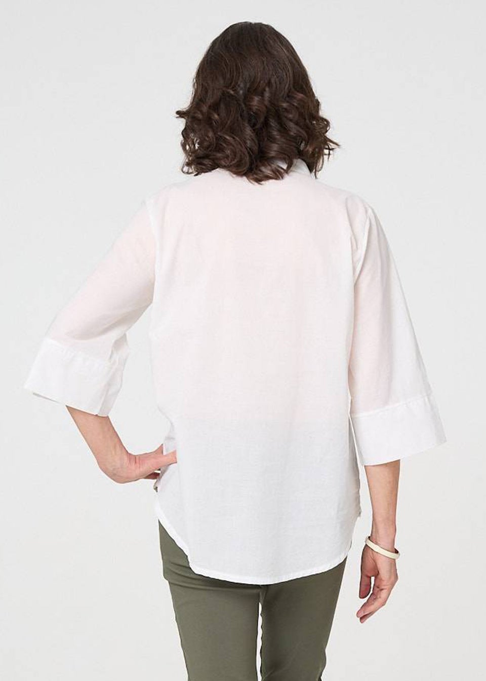 Izabel London White Floral Embroidered Texture V Neck Blouse