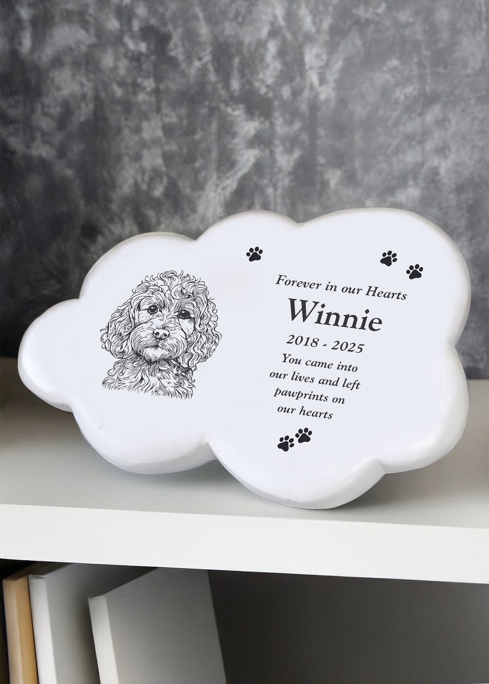 Personalised Memento Company Cockerpoo White Garden Memorial Cloud