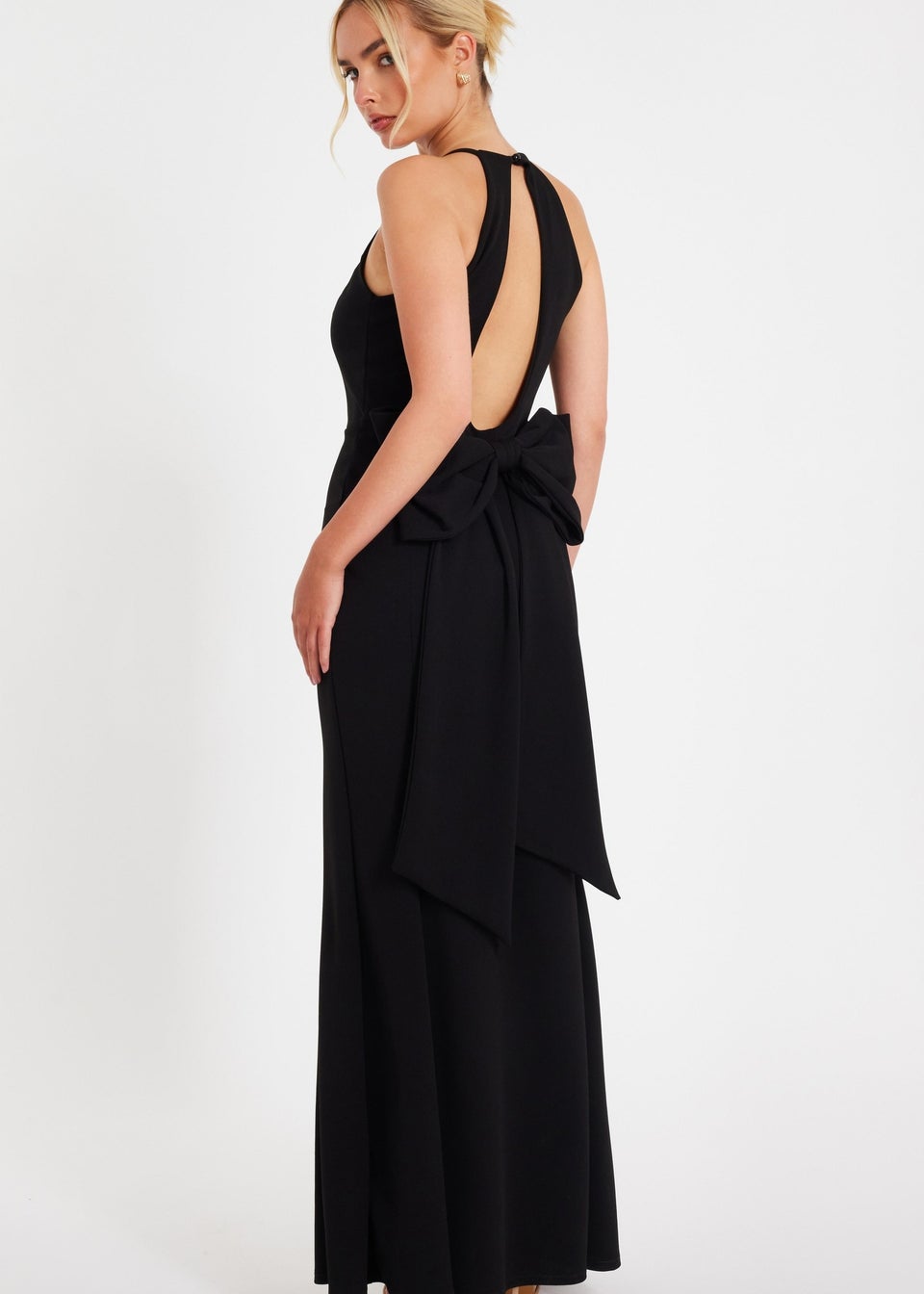 Quiz Black Halter Neck Fishtail Maxi Dress