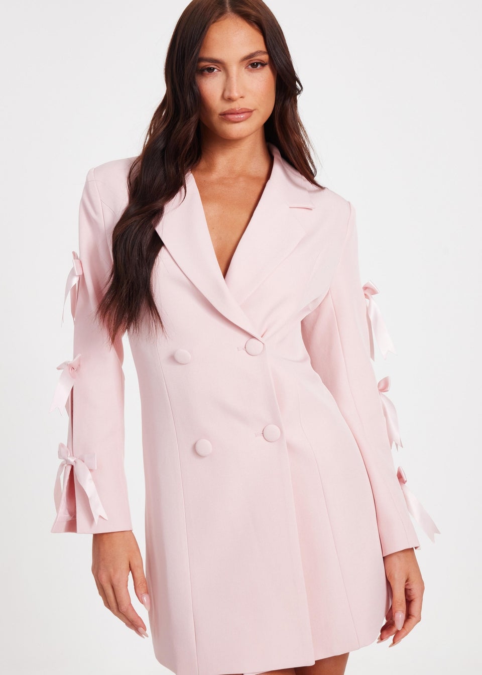 Quiz Pink Bow Sleeve Blazer Dress
