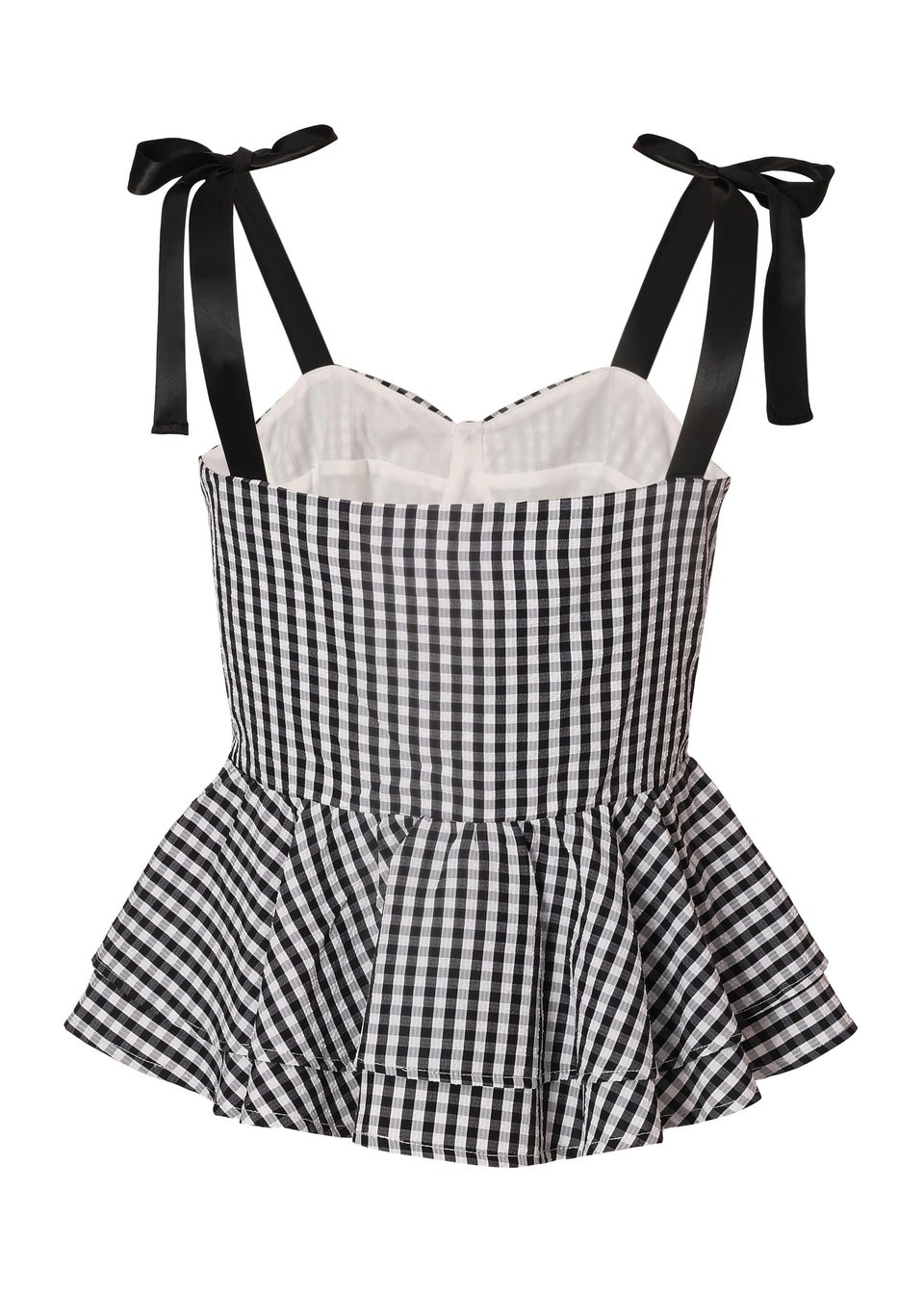 Quiz Black Gingham Peplum Top