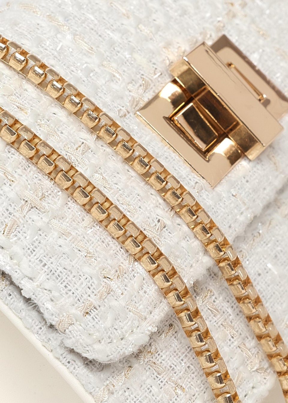 Quiz Cream Boucle Cross Body Bag