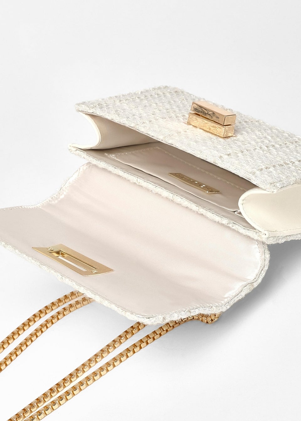 Quiz Cream Boucle Cross Body Bag