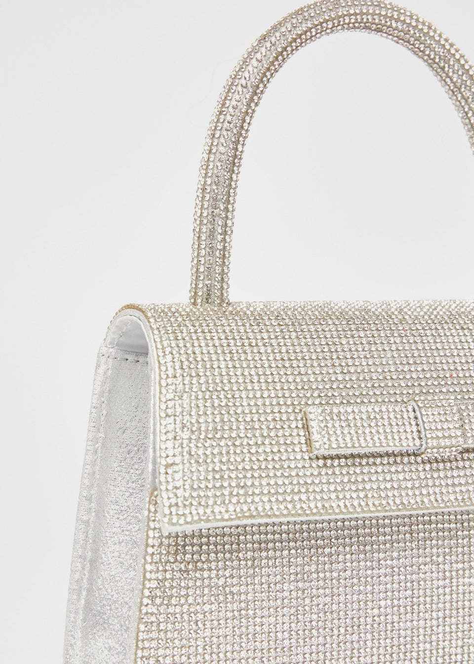 Quiz Silver Diamante Top Handle Bag