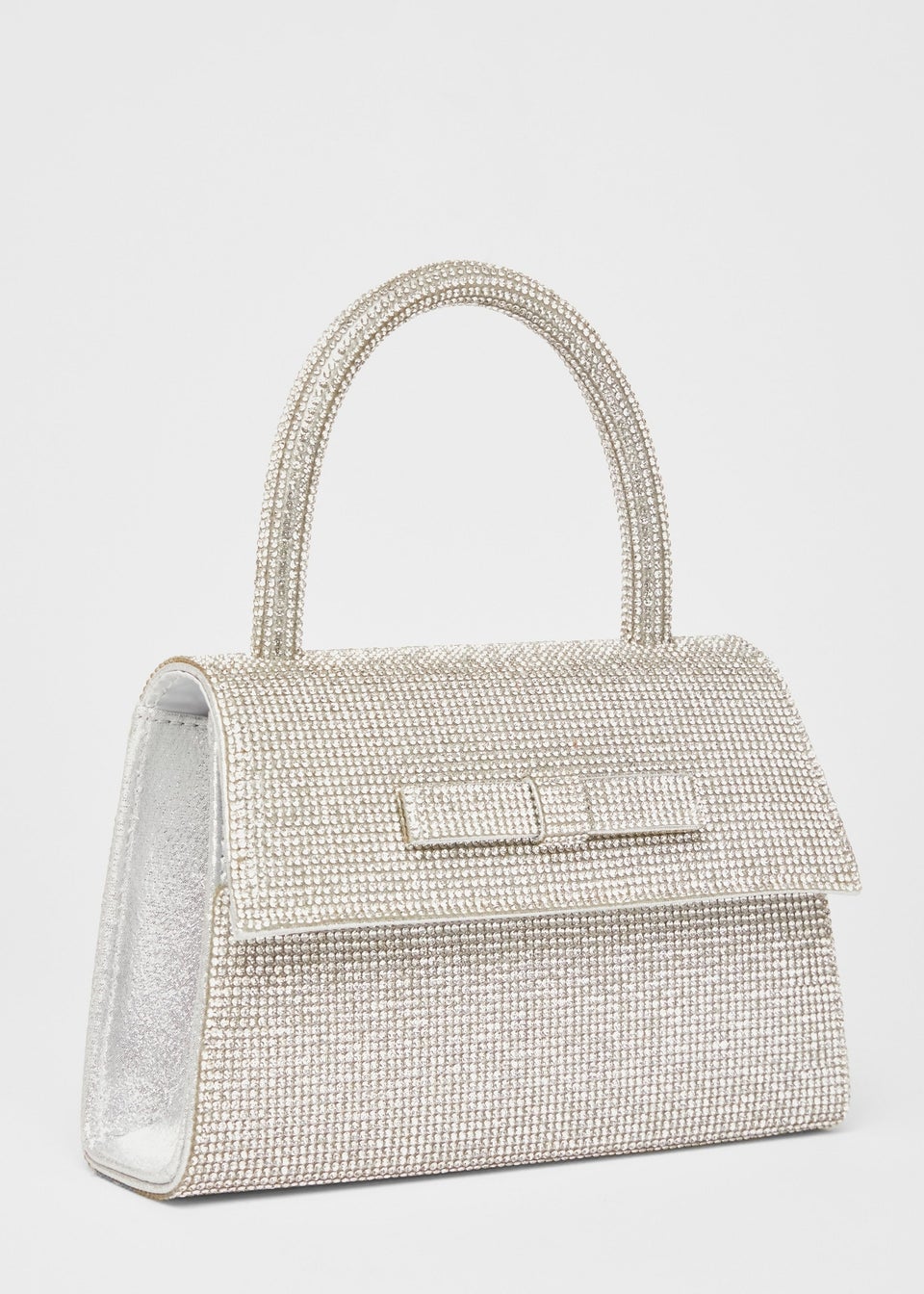 Quiz Silver Diamante Top Handle Bag