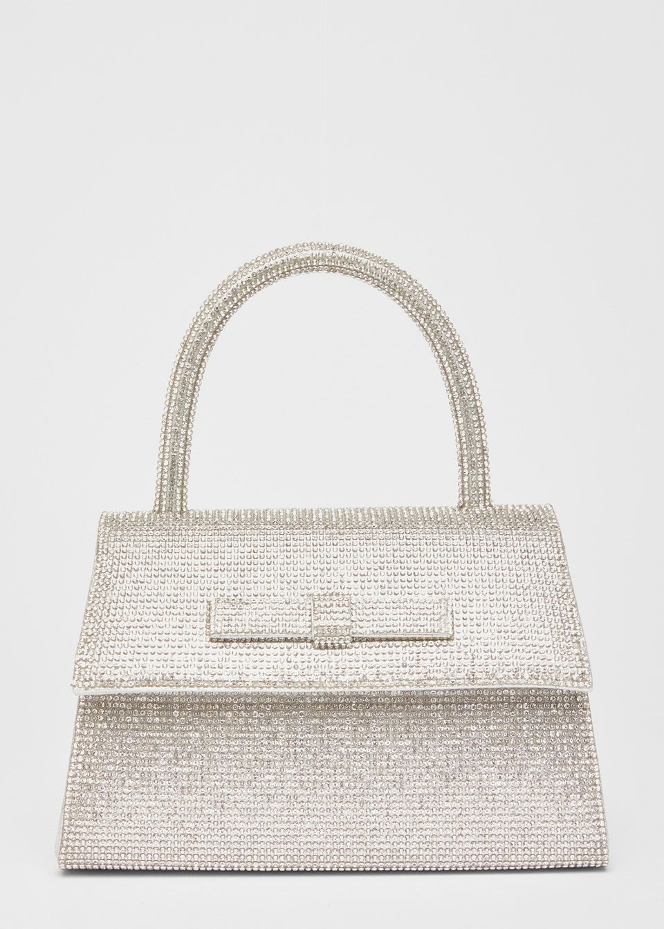 Quiz Silver Diamante Top Handle Bag