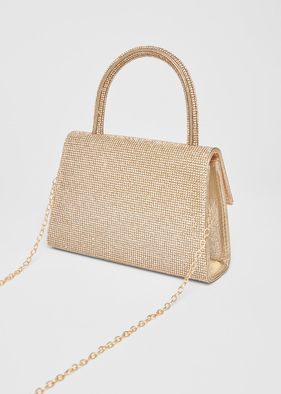 Quiz Gold Diamante Top Handle Bag