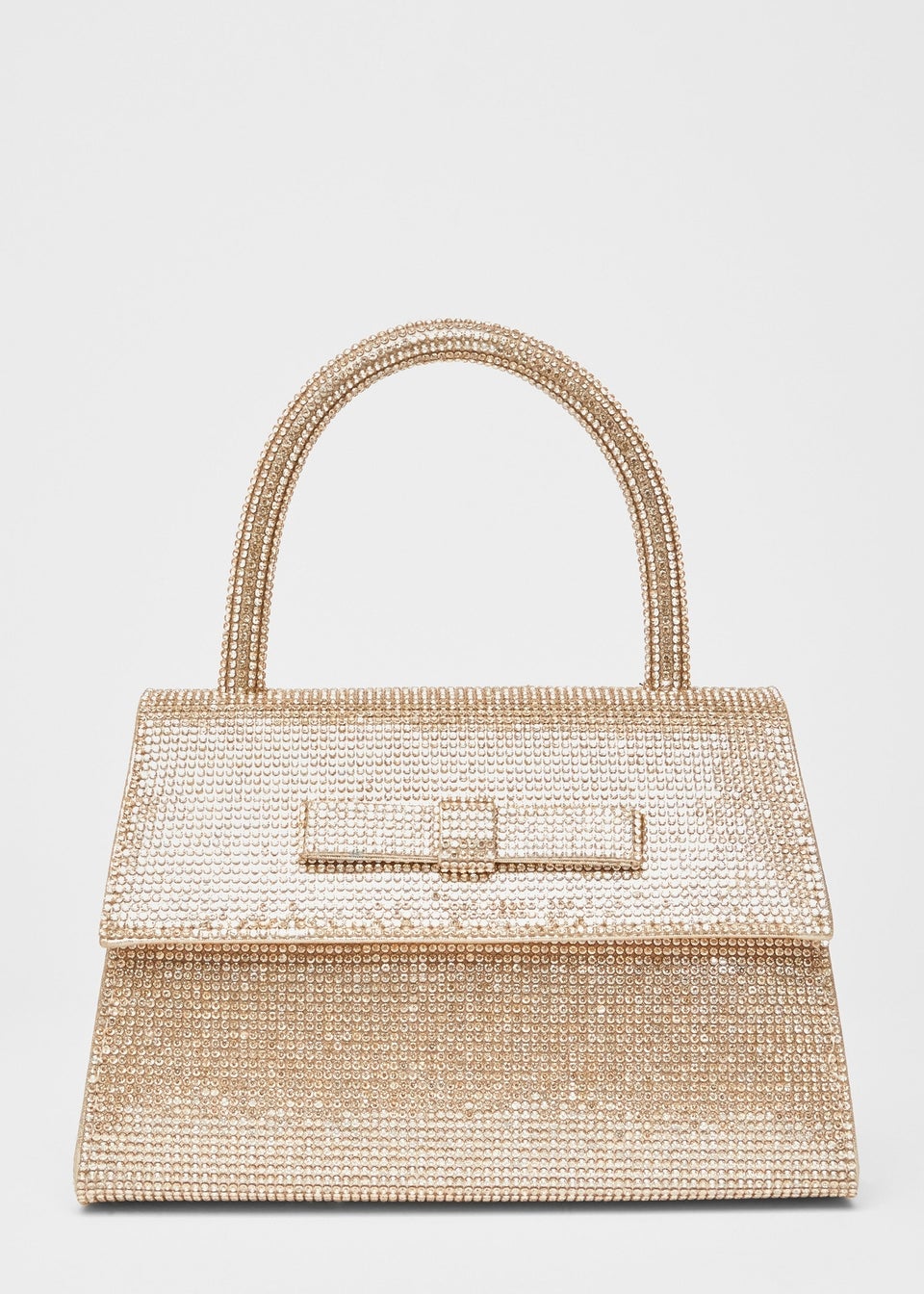 Quiz Gold Diamante Top Handle Bag