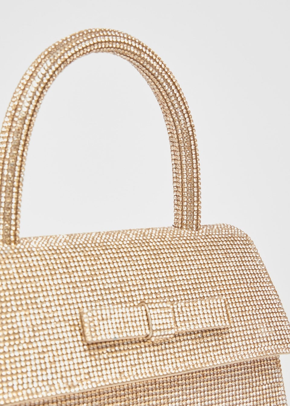 Quiz Gold Diamante Top Handle Bag
