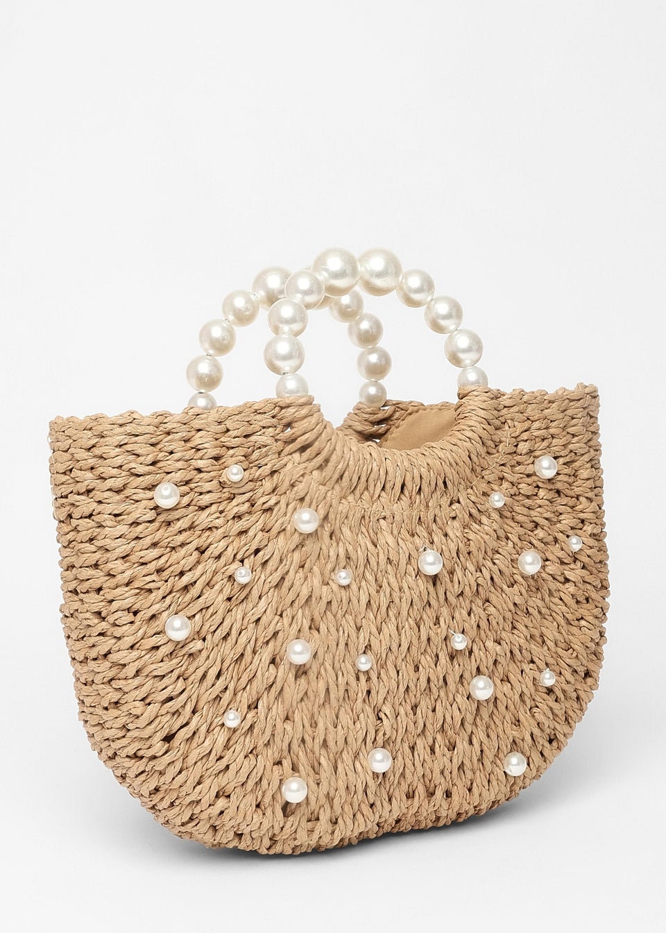 Quiz Brown Pearl Raffia Bag