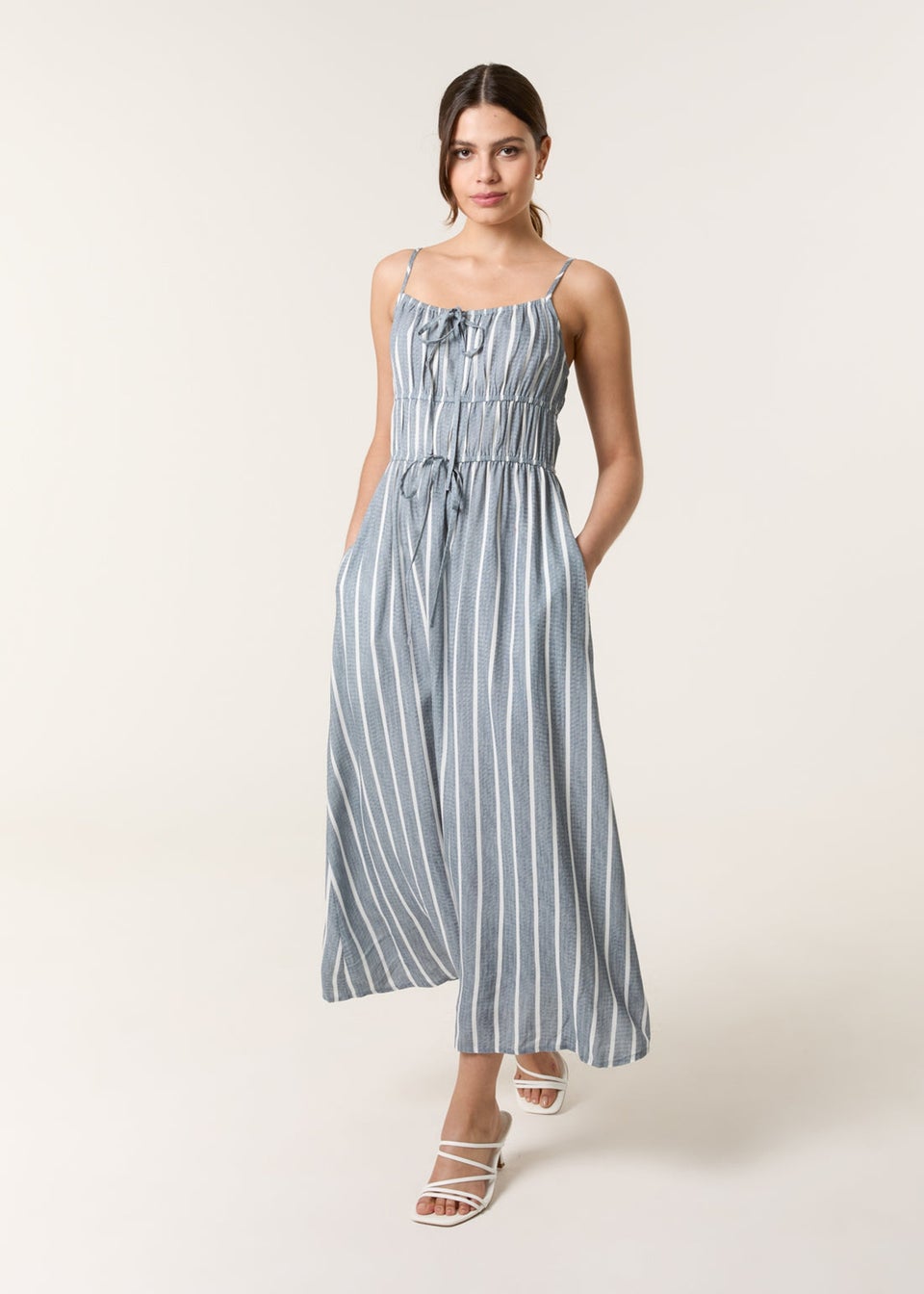Blue Vanilla Blue Tie Front Midi Dress