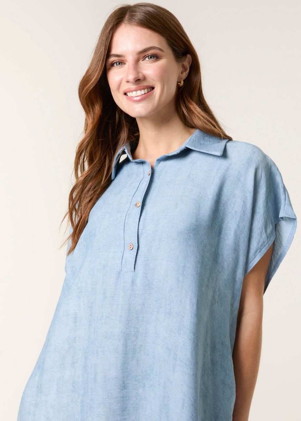 Blue Vanilla Blue Side Pocket Shirt Dress