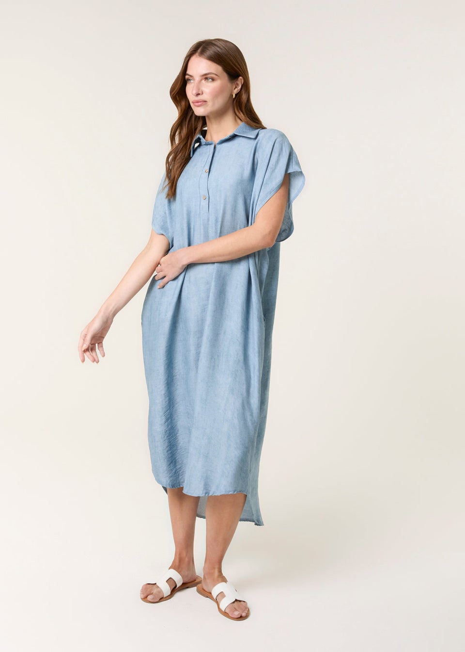 Blue Vanilla Blue Side Pocket Shirt Dress