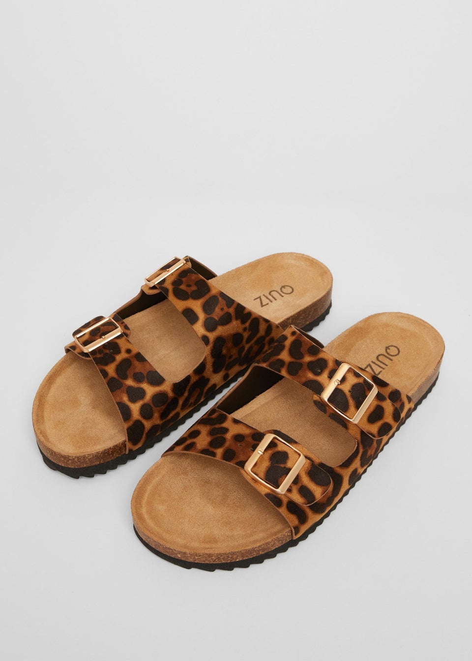 Quiz Multi Leopard Print Double Buckle Flat Sandals