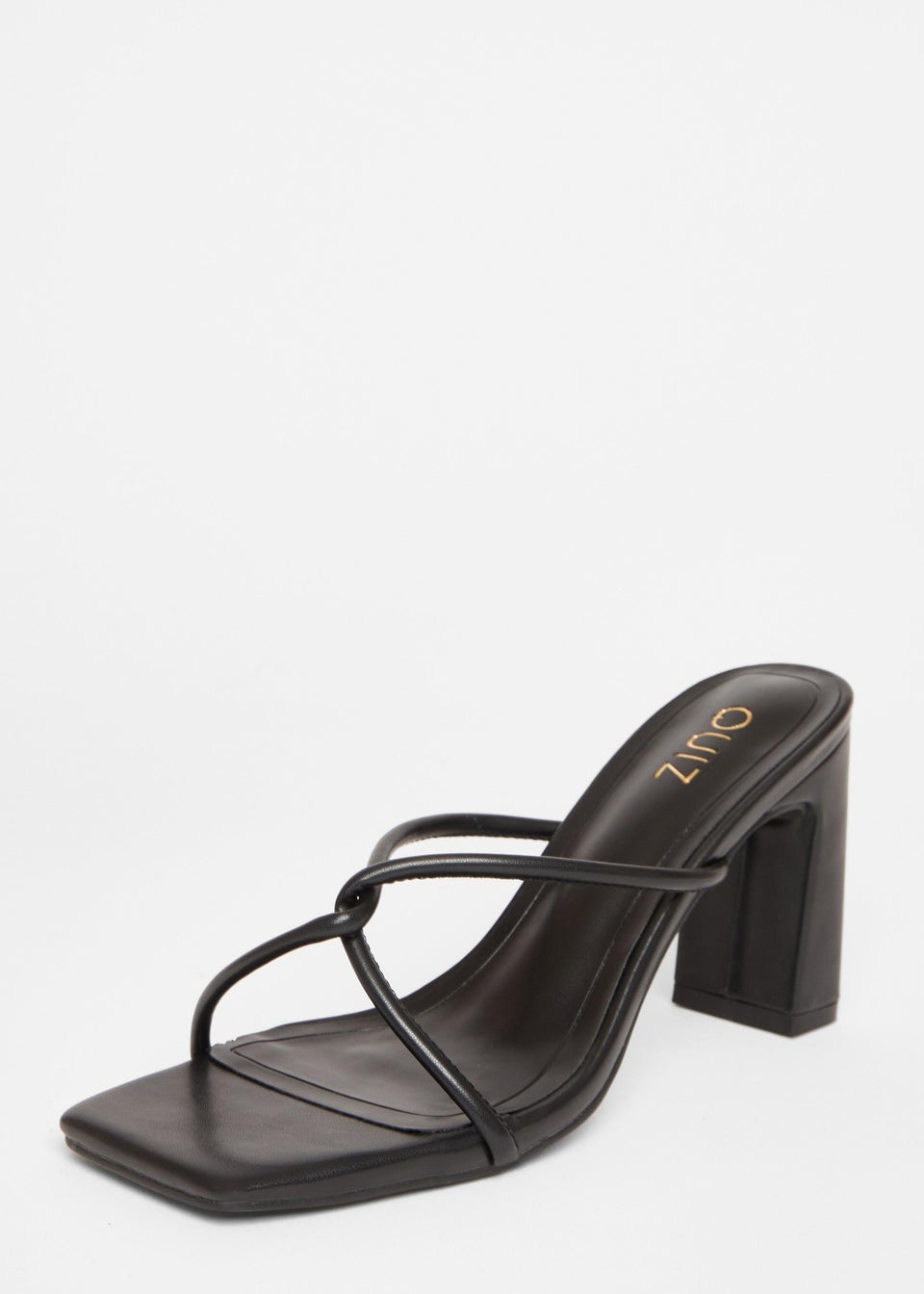 Quiz Black Twist Front Strappy Block Heels