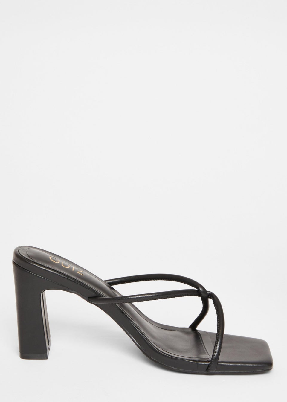 Quiz Black Twist Front Strappy Block Heels