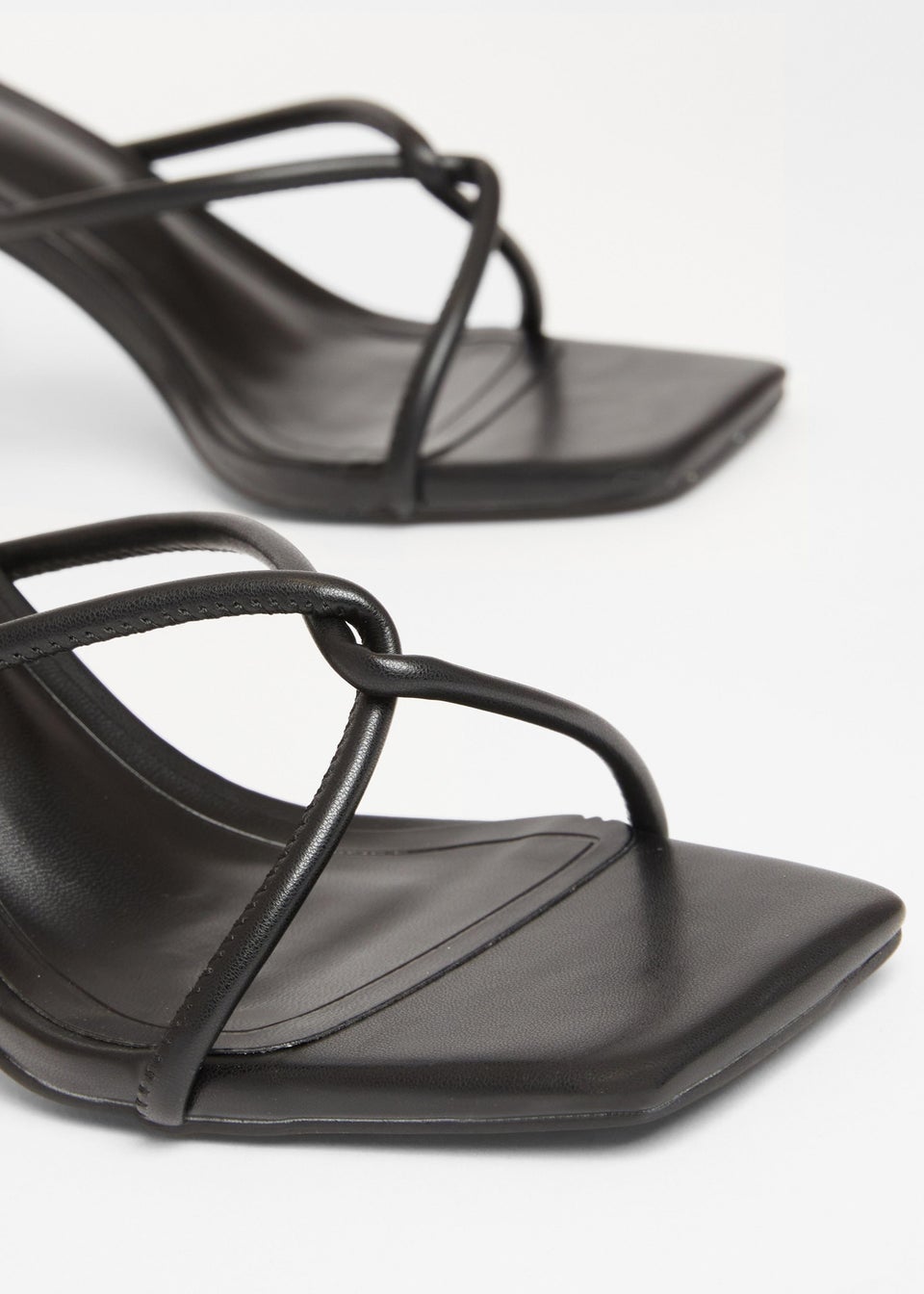 Quiz Black Twist Front Strappy Block Heels