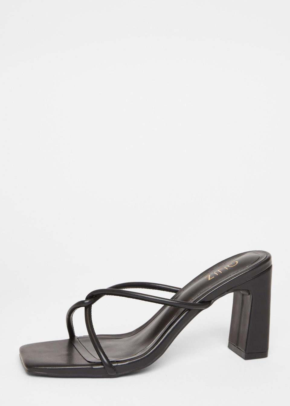 Quiz Black Twist Front Strappy Block Heels