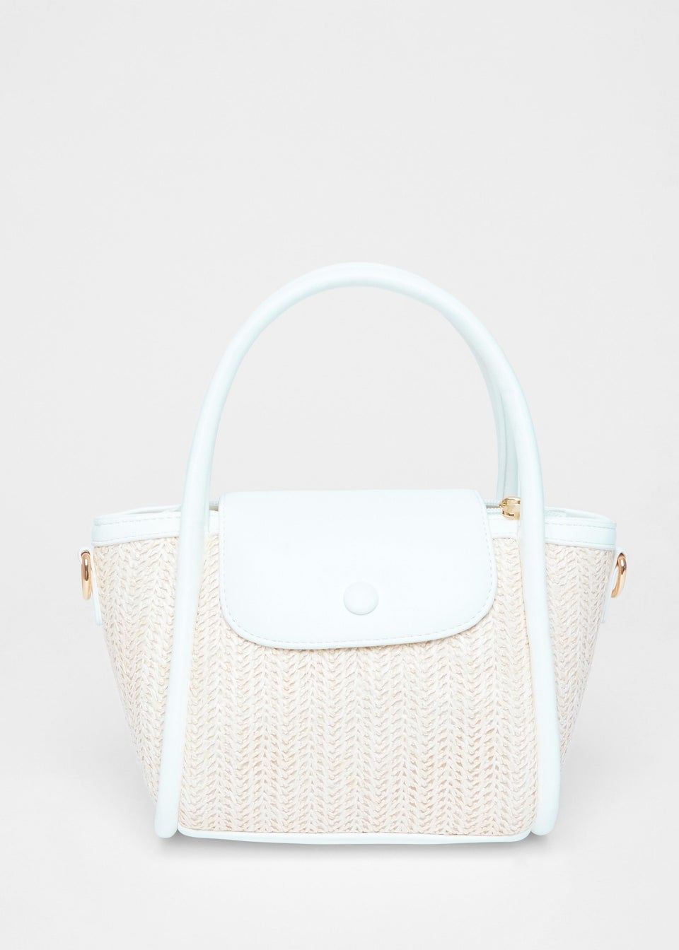 Quiz White Woven Top Handle Bag