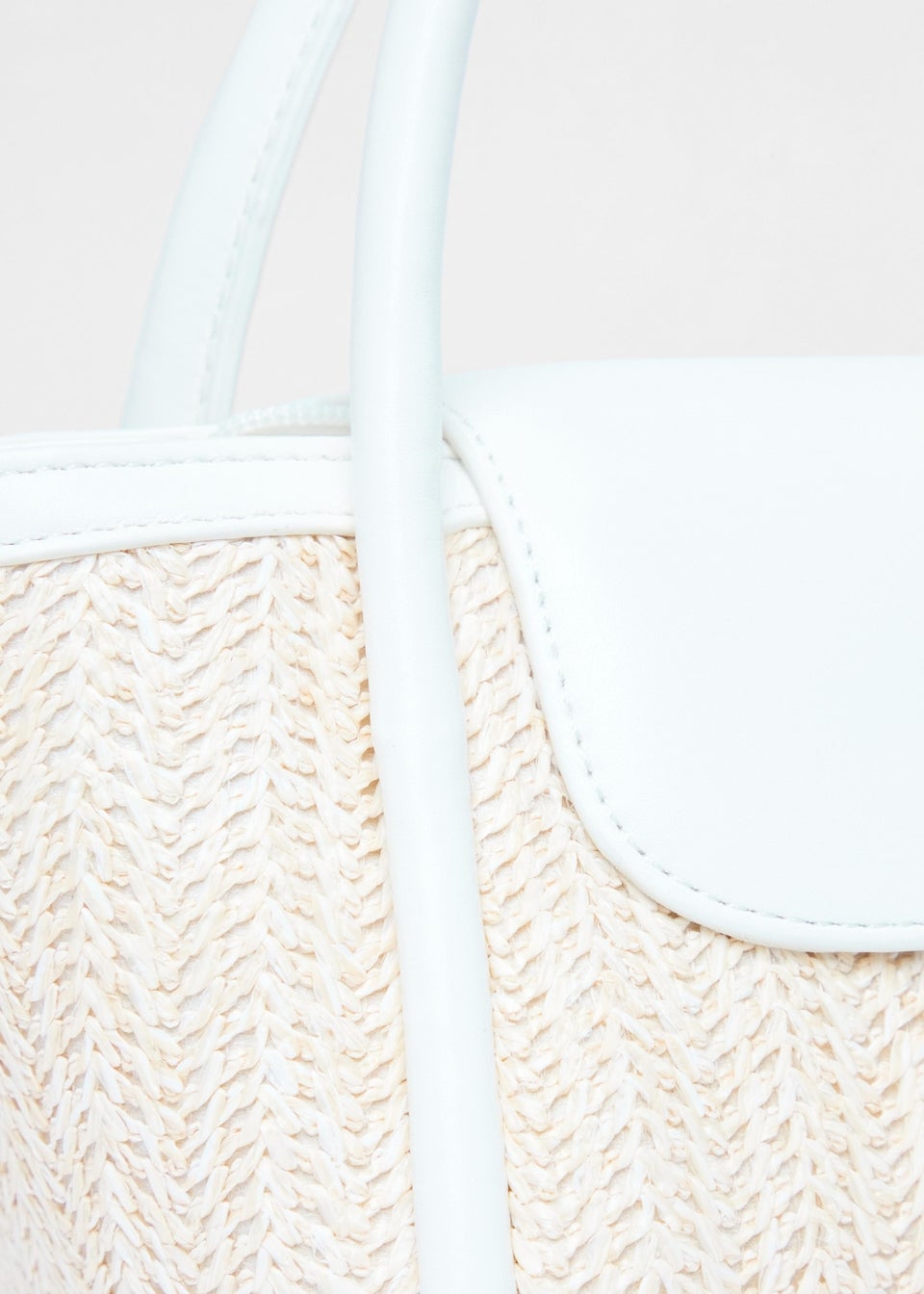 Quiz White Woven Top Handle Bag
