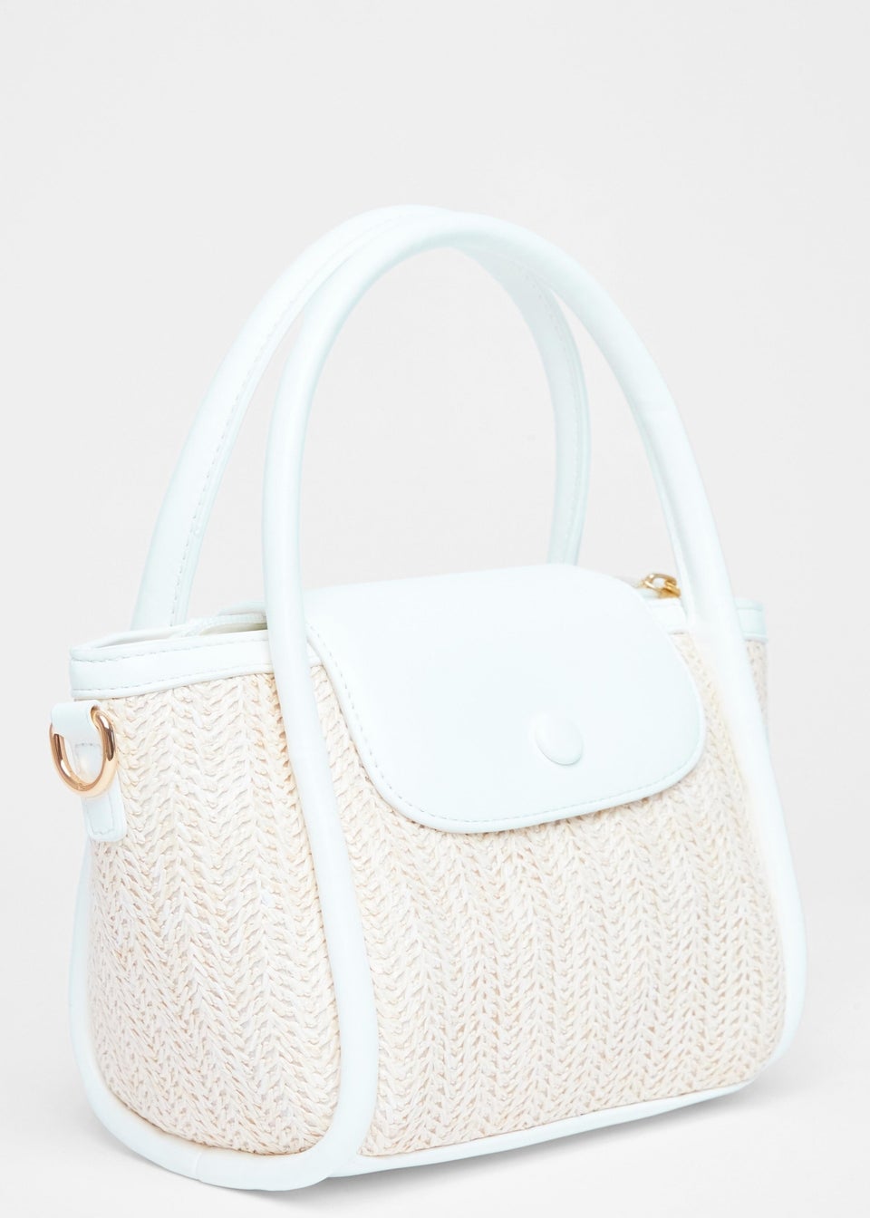 Quiz White Woven Top Handle Bag
