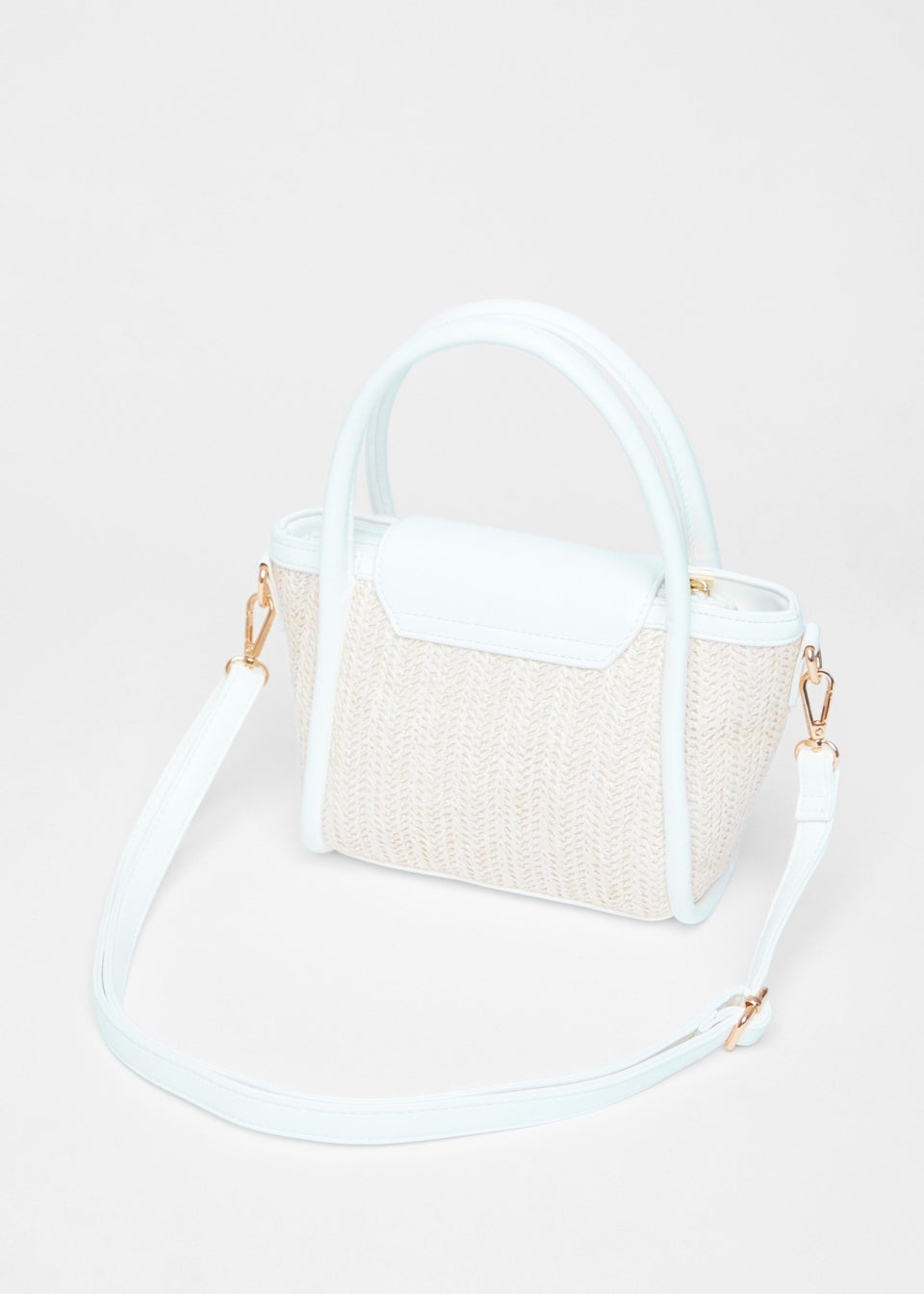 Quiz White Woven Top Handle Bag