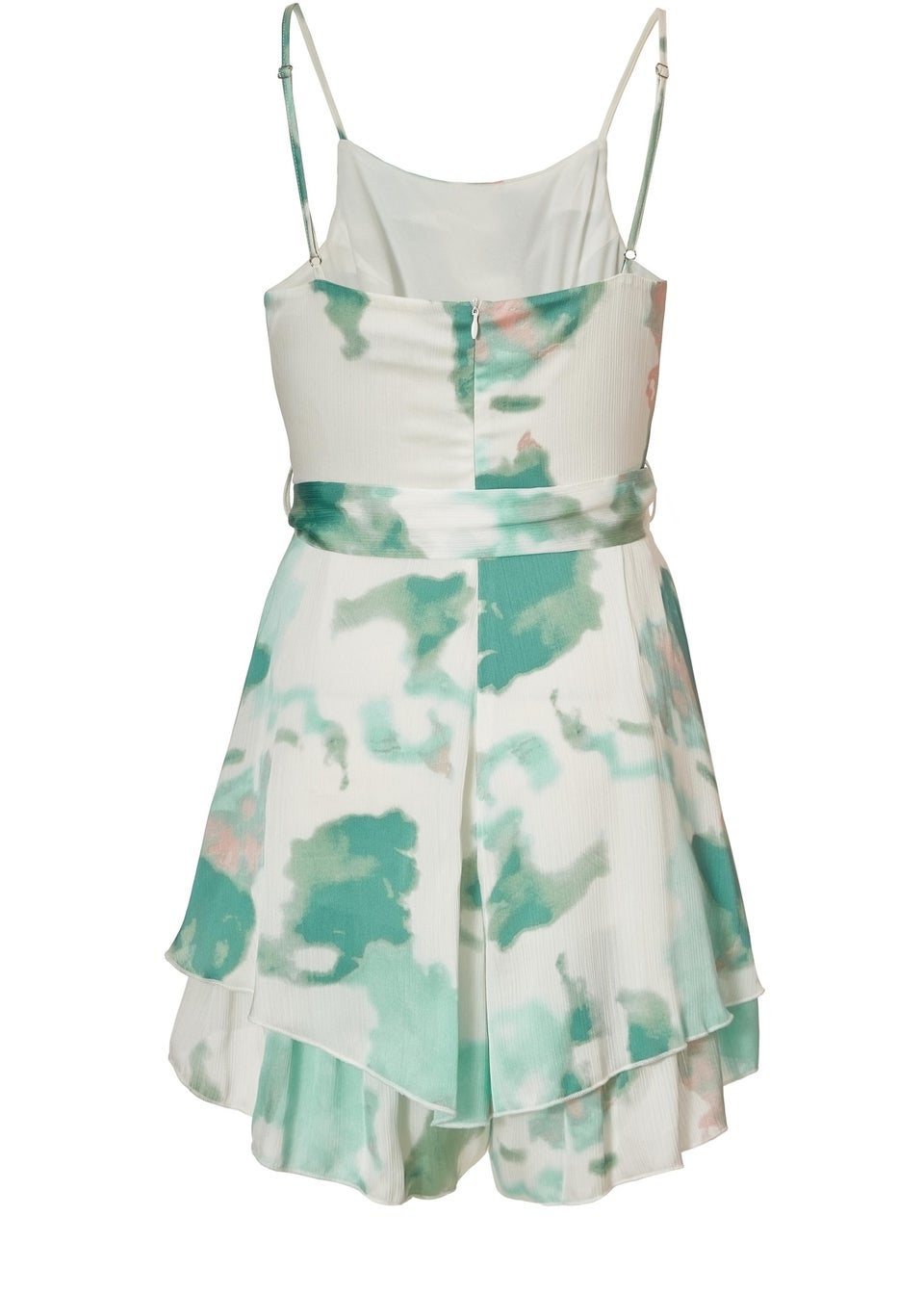 Quiz Green Satin Marble Print Playsuit