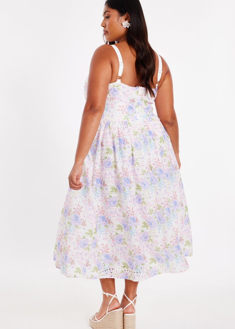 Quiz Multi Curve Floral Embroidered Midi Dress