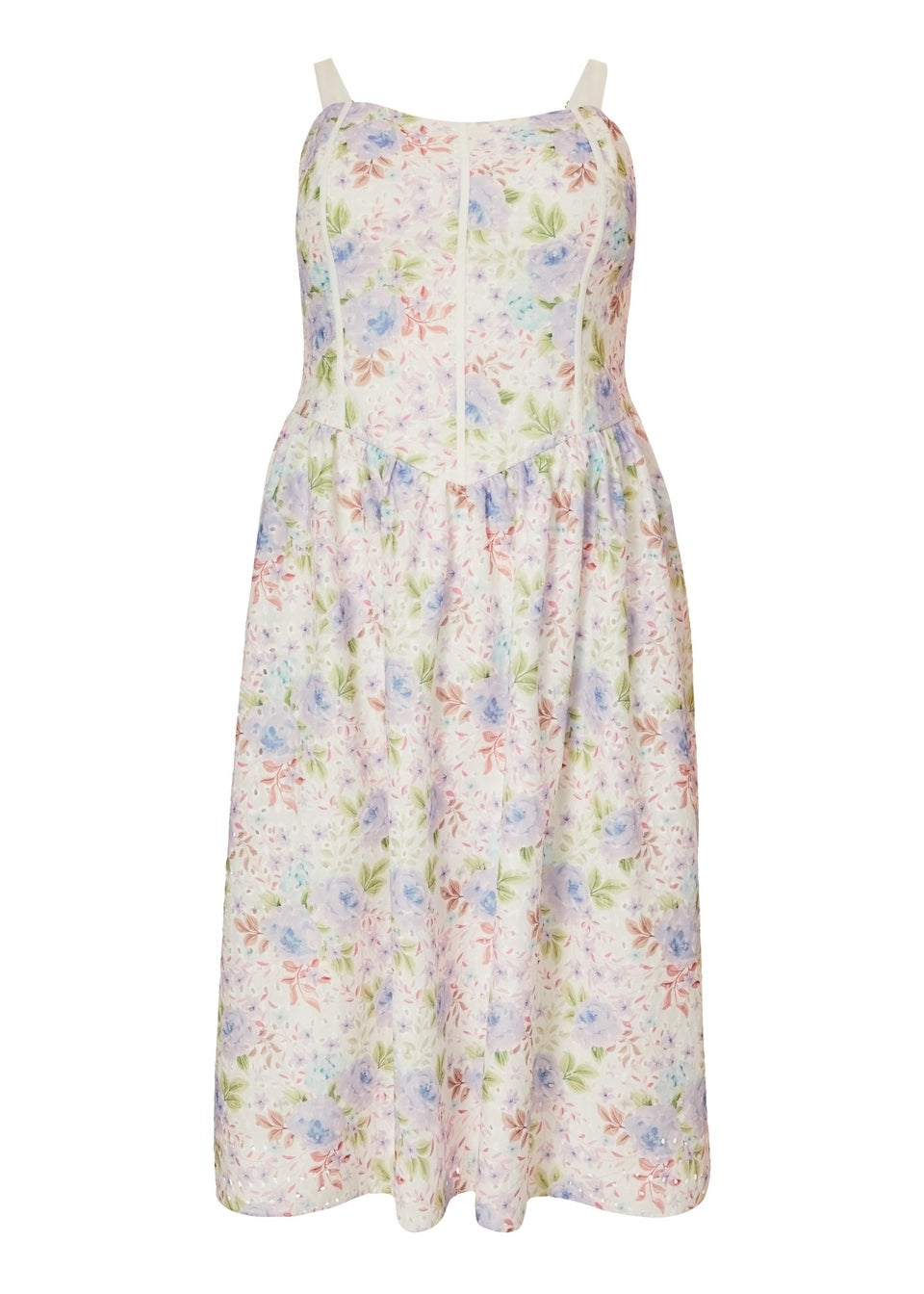 Quiz Multi Curve Floral Embroidered Midi Dress