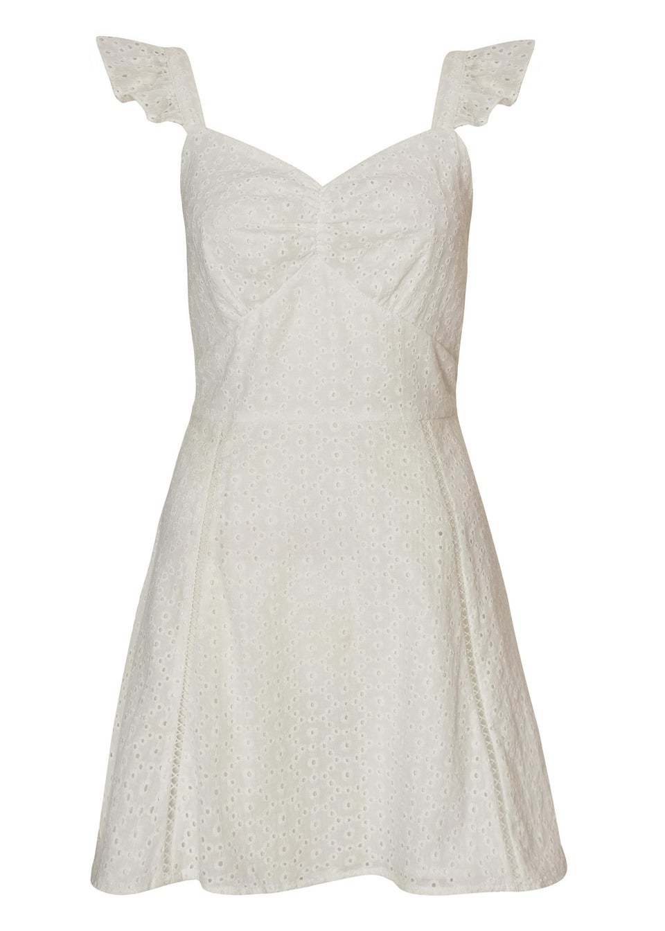 Quiz White Embroidered Mini Skater Dress