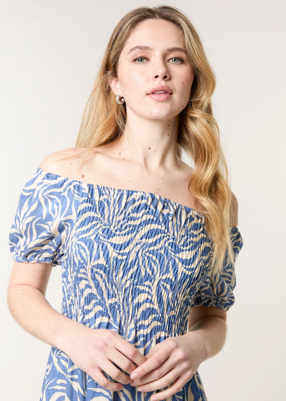 Blue Vanilla Blue Elasticated Sleeve Maxi Dress