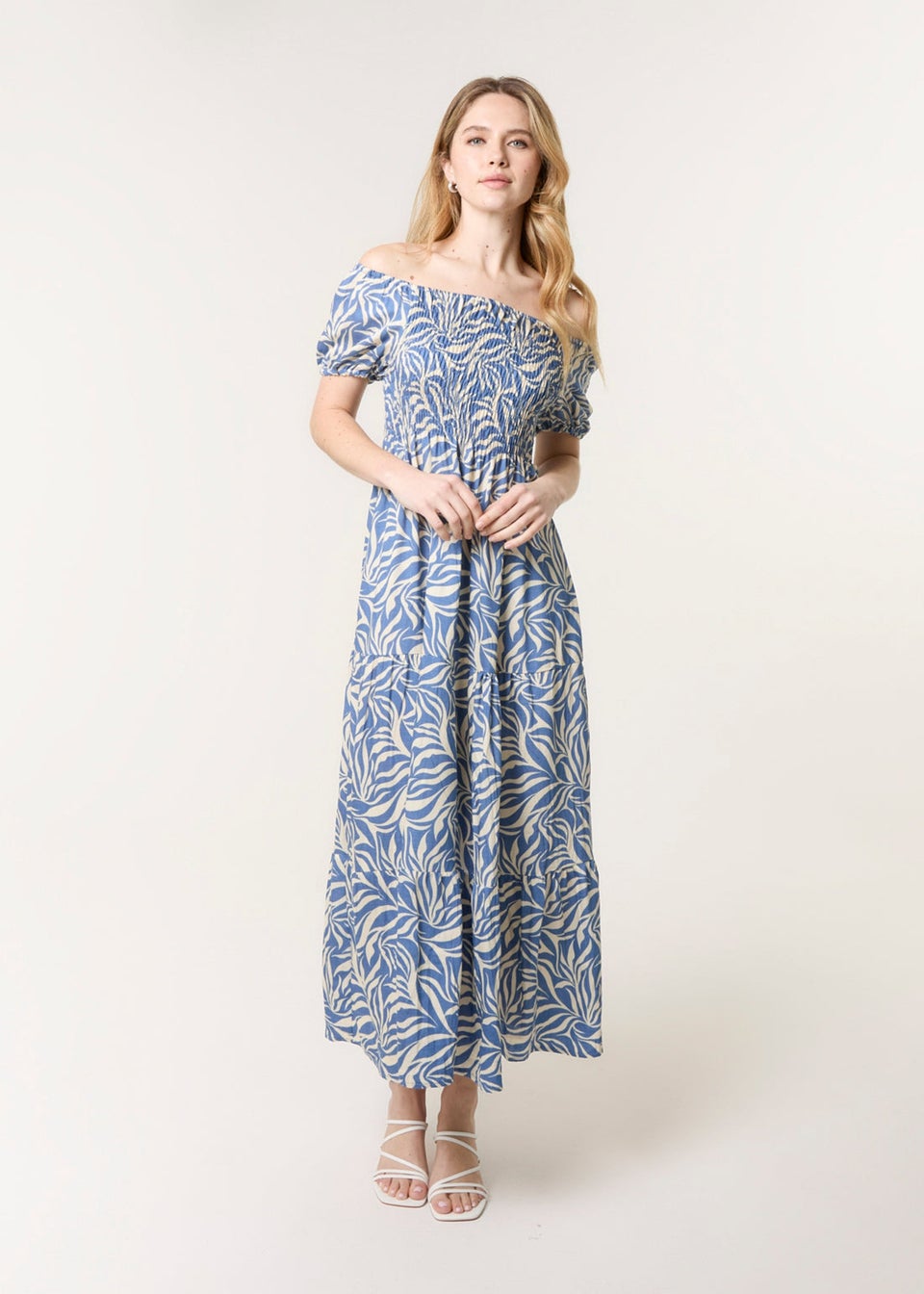 Blue Vanilla Blue Elasticated Sleeve Maxi Dress