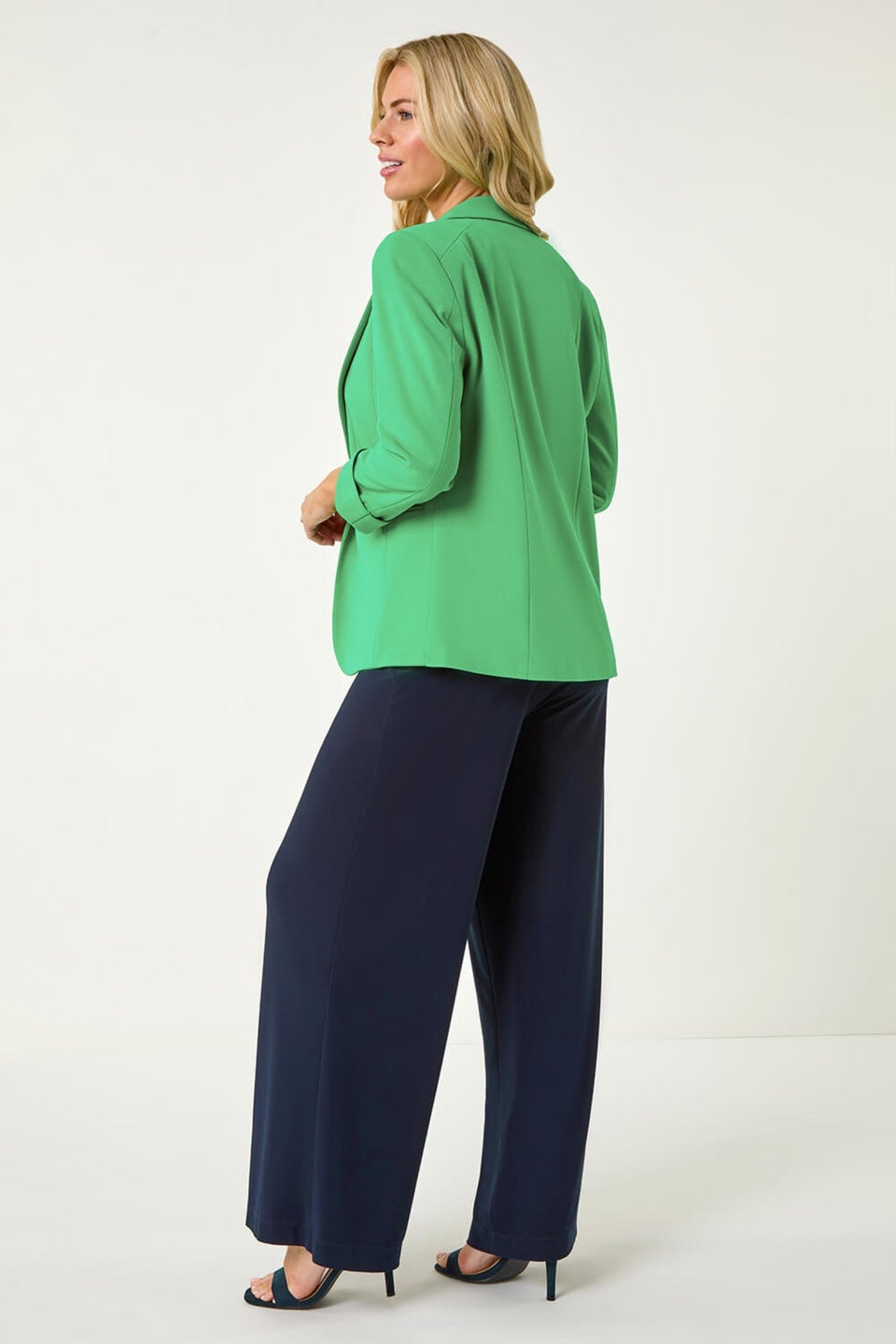 Roman Green Petite 3/4 Sleeve Classic Stretch Blazer