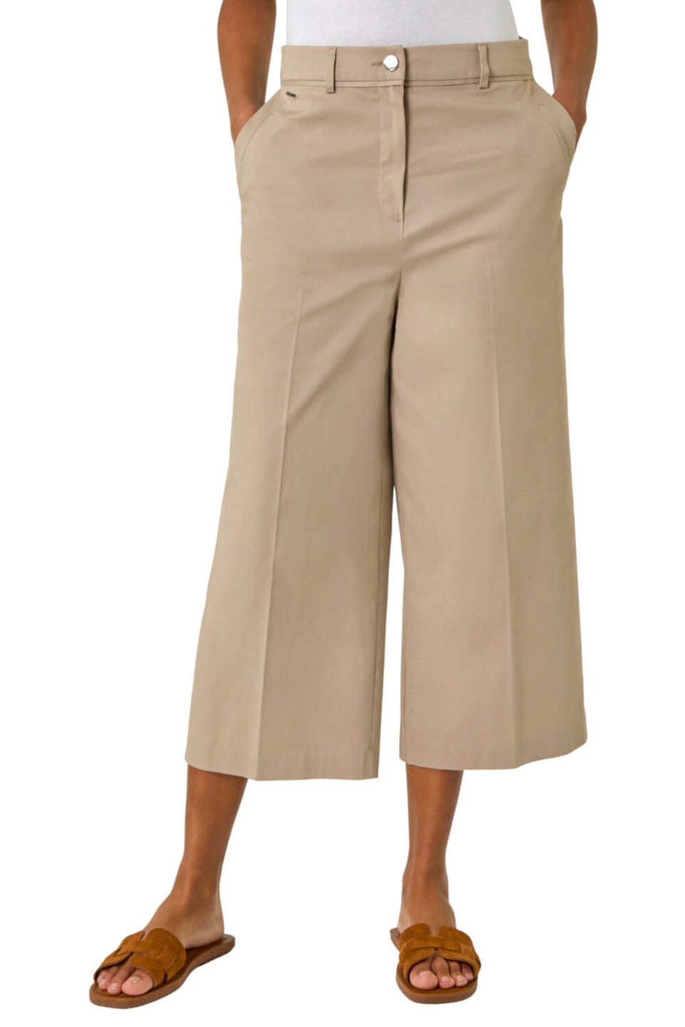 Roman Mocha Cotton Culotte Trousers